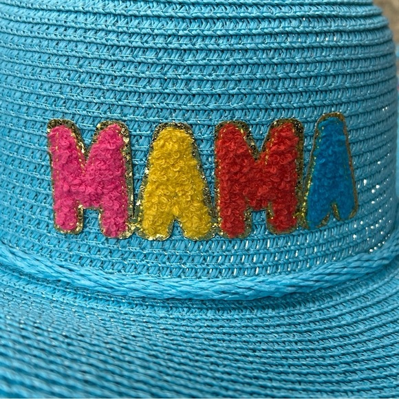 NWOT Simply Southern Womens Preppy Straw Hat O/S Mama Beach Vacation Aqua - Picture 4 of 6